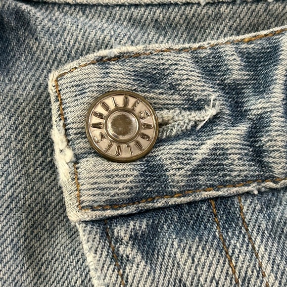 Agolde Criss Cross Asymmetrical Denim Mini Skirt. - Picture 8 of 10